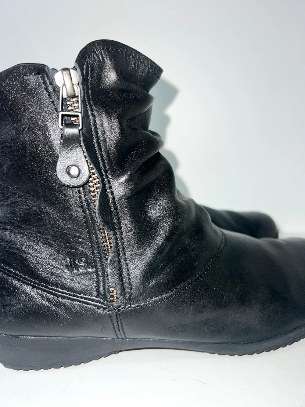 Josef Seibel Naly 24 Black Leather Ankle Boots Warm Lined Side Zip EU 38 US 7.5